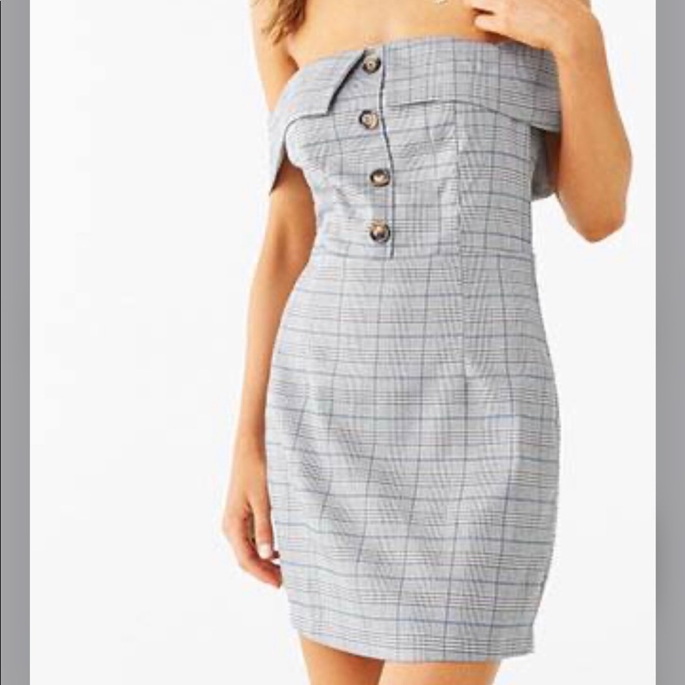 Plaid Off-the-Shoulder Dress (small)